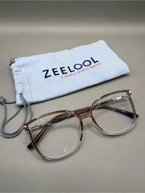 ZEELool Clear light brown Square Glasses, No prescription